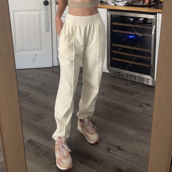 YoungLA Pants - YoungLA W 202 Script Joggers Pants M Cream Wash Tapered Sweatpants Workout Women